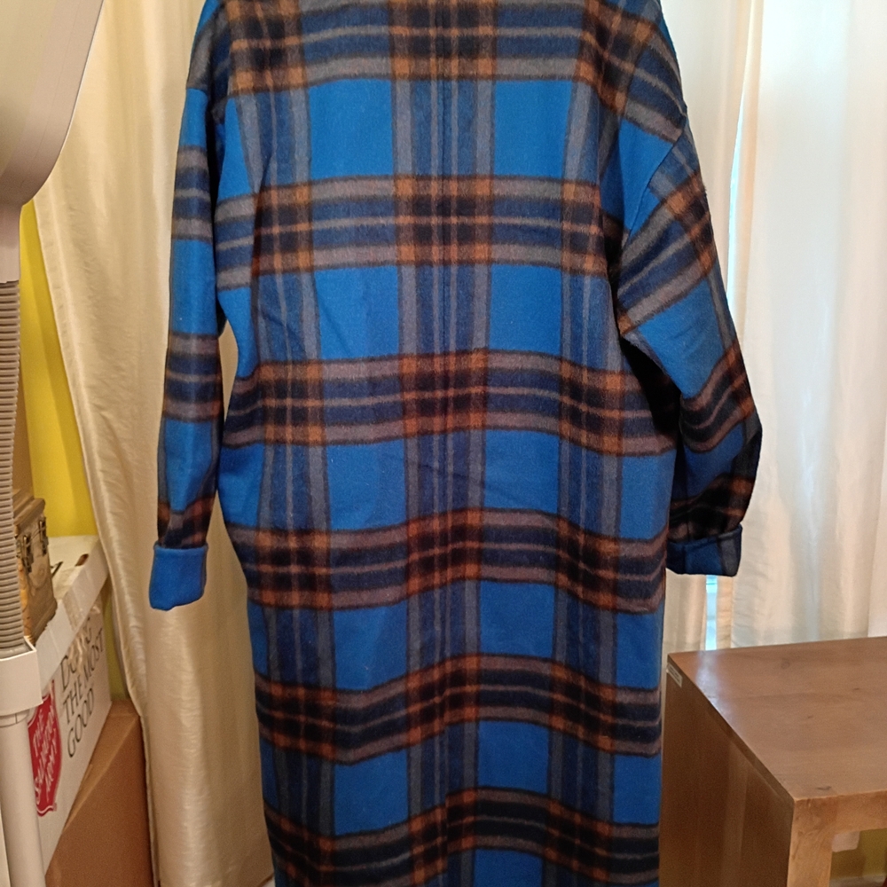 OAK + FORT oversized Plaid Wool Blend Coat - Picture 2 of 4